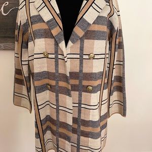 ANNE KLEIN NWT double breasted gold tone buttons sweater coat Large